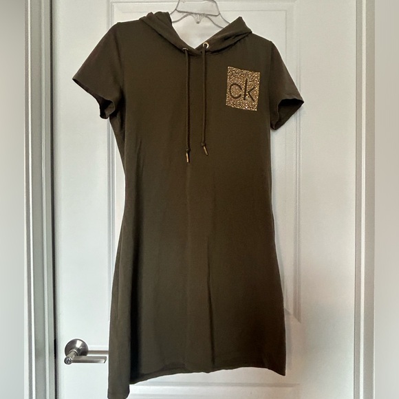 CALVIN KLEIN • Hoodie Dress • Army Green • Large • - Picture 1 of 6
